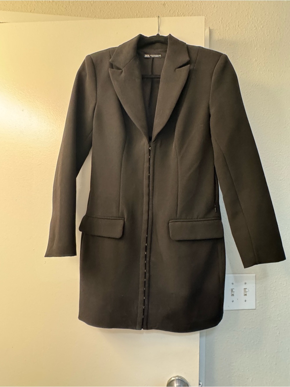 Zara Black Long Tailored Blazer Dress
